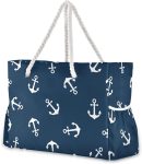 Large Beach Shoulder Bags Canvas Tote Water Resistant for Gym Travel Daily