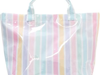 Striped PVC Tote Bag Large Glossy Striped Handbags Waterproof Top Handle Bag Plastic Tote Handbag Beach Travel Work