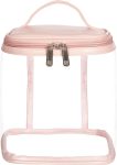 Premium Clear Makeup Bag with Inner Pocket, Transparent Cosmetic Pouch for Travel or Everyday Use, Waterproof Beach Bag for Sunscreen Skincare (Pink)