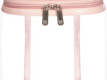Premium Clear Makeup Bag with Inner Pocket, Transparent Cosmetic Pouch for Travel or Everyday Use, Waterproof Beach Bag for Sunscreen Skincare (Pink)