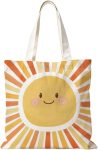 Boho Sun Sunshine Tote Bag, Colorful Canvas Tote Bags, Reusable Grocery Shopping Bag