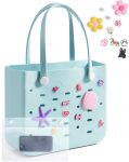 Beach Bag for Women, Water-resistant Rubber Tote Bag, Sandproof Vacation Essentials for Summer Swim Cruise Pool
