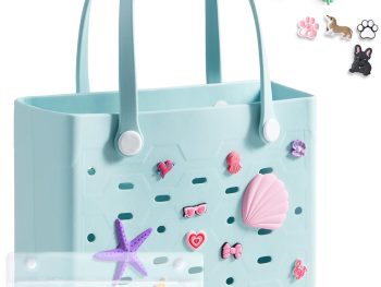 Beach Bag for Women, Water-resistant Rubber Tote Bag, Sandproof Vacation Essentials for Summer Swim Cruise Pool