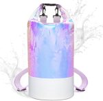 20L Waterproof Dry Bag Backpack - PVC Beach Swimming Sports Barrel Bag, Iridescent Shimmery Crossbody Shoulder Pack, Leakproof for Pool, Kayak, Boating, Outdoor Water Activities