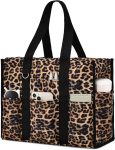 Large Tote Bag for Women Waterproof with 12 Pockets Top Zipper Closure Utility Teacher Nurse Bags for Work School