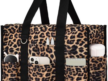 Large Tote Bag for Women Waterproof with 12 Pockets Top Zipper Closure Utility Teacher Nurse Bags for Work School