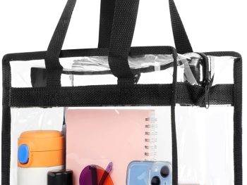 Clear Bag for Stadium Events Approved, 12x6x12 Large Transparent Tote Bag with Zipper for Gym Concert Sports Festivals