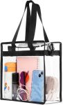 Clear Bag for Stadium Events Approved, 12x6x12 Large Transparent Tote Bag with Zipper for Gym Concert Sports Festivals