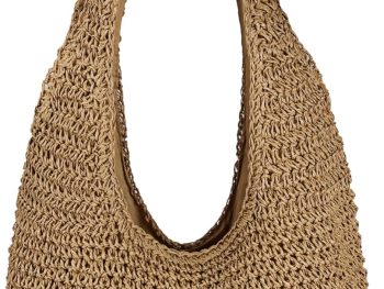Women Large Straw Beach Bag Handmade Woven Shoulder Bags  Tote Handbag Purse for Summer
