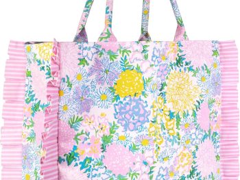 Ruffle Tote Bag, Cotton Canvas Shoulder Tote with Ruffle Detail, Flat Base, Durable Straps, Large Carryall for Travel & Everyday Use