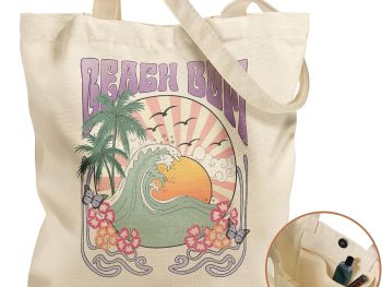 Aesthetic Tote Bag for Girls - with Magnetic Buckle and Zipper Inner Pocket for Women Lady Canvas Cotton Tote Bag