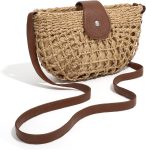 Straw Bag Beach Purse Summer Purses for Women Vacation Handbags Woven Crossbody Bags Straw Shoulder Bag