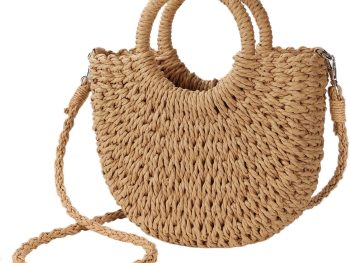 Womens Straw Beach Bag Woven Crossbody Shoulder Bags Top Handle Satchel Handbag Purse for Summer