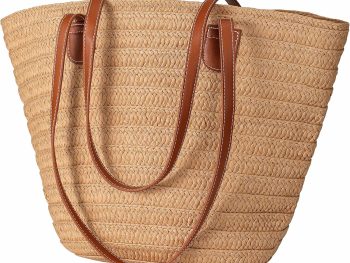 Beach Bags for Women, Large Beach Bag, Woven Straw Tote Bags Waterproof, Weaving Swim Shopping Travel Bag