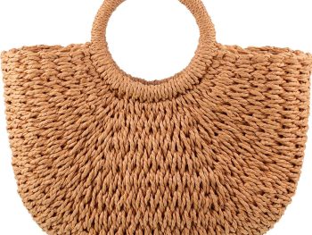 Straw Tote Bag Summer Beach Bag Handmade Straw Rattan Woven Handbag for Women Travel