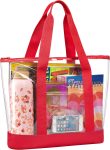 Clear Tote Bag - Zipper Closure, Long Shoulder Strap, Fabric Trimming. | Zipper Closure, Long Shoulder Strap, Fabric Trimming