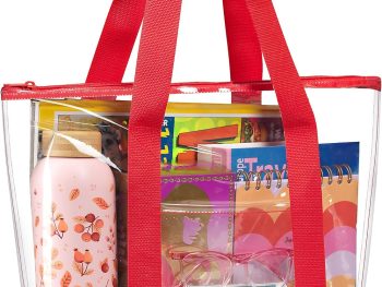 Clear Tote Bag - Zipper Closure, Long Shoulder Strap, Fabric Trimming. | Zipper Closure, Long Shoulder Strap, Fabric Trimming